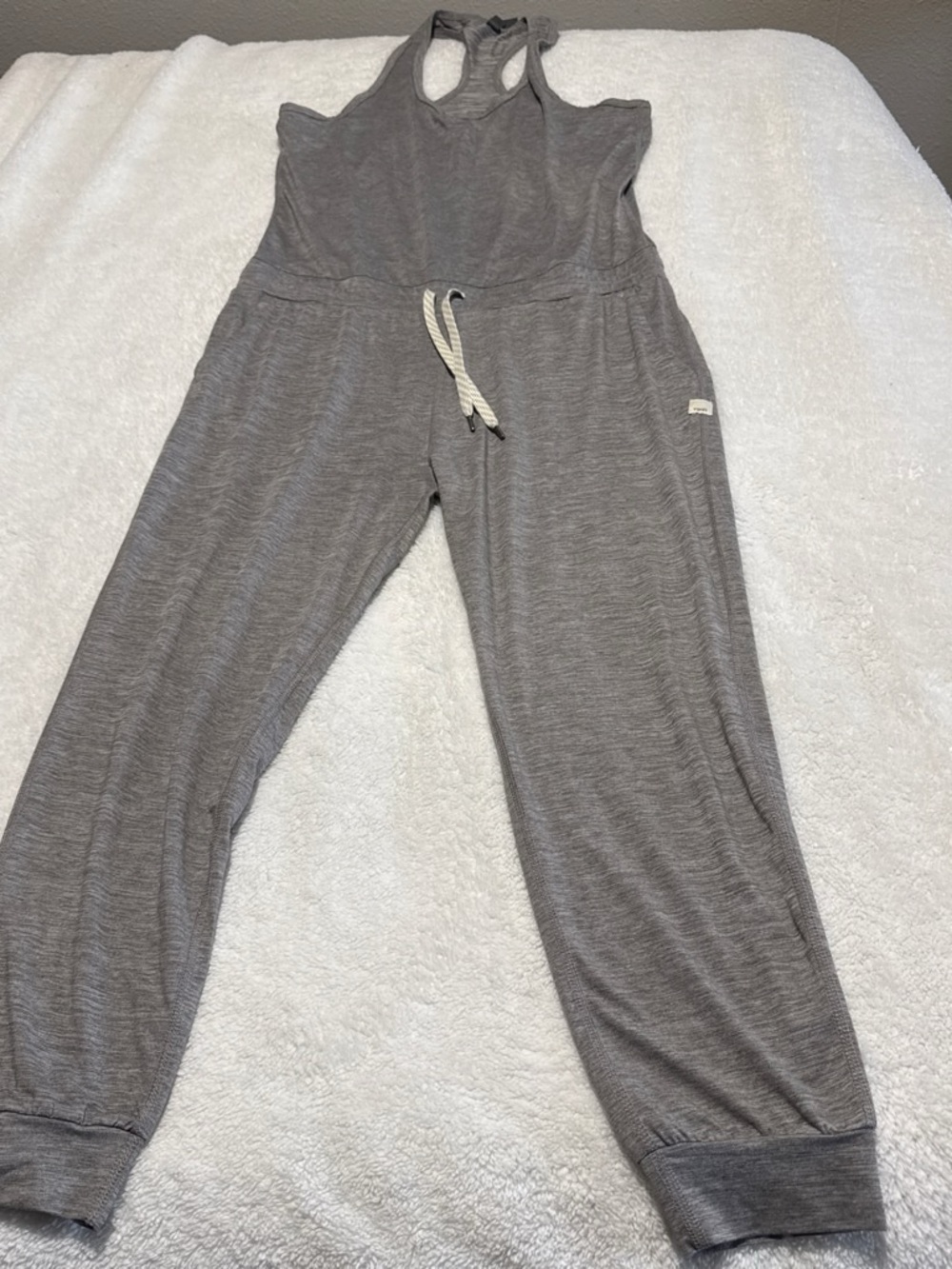 Vuori Heather Gray Racerback Jumpsuit with Drawstring
